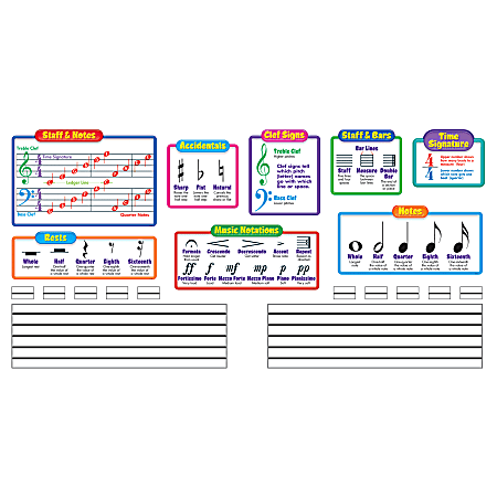 Trend Music Symbols Wipe-Off Bulletin Board Set, Set Of 20 Pieces