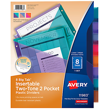Avery® Big Tab™ Insertable Two-Tone 2 Pocket Plastic