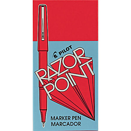 Pilot Razor Point Marker Pen, Extra Fine, Red Ink, Dozen