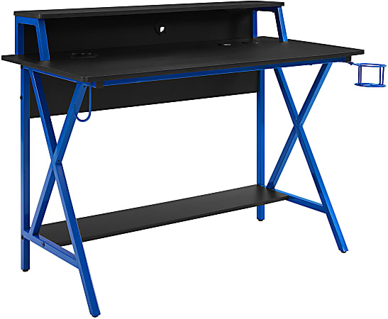 Linon Garland 48"W LED Gaming/Writing Desk, Black/Blue