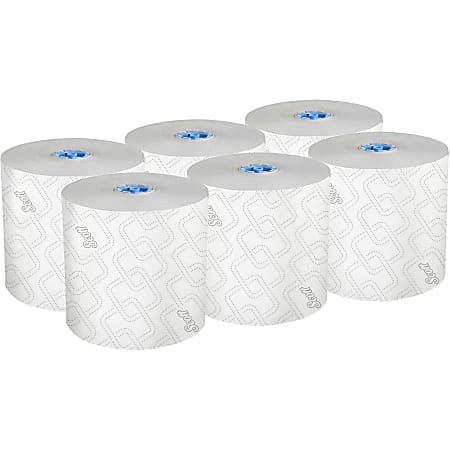 Scott® Hardwound 1-Ply Paper Towels, 70% Recycled, 115 Sheets Per Roll, Pack Of 6 Rolls