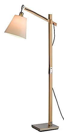 Adesso® Walden Floor Lamp, 61"H, White Shade/Brushed Steel Base