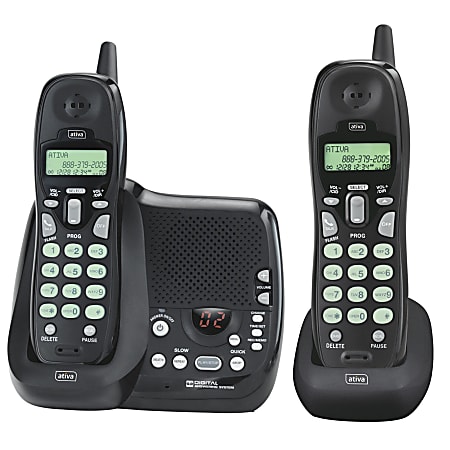 Ativa® A242 2.4GHz Dual-Handset Cordless Phone With Answering, Black