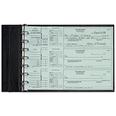 Three-To-A-Page 7 Ring Check Binder, 300-Check Capacity