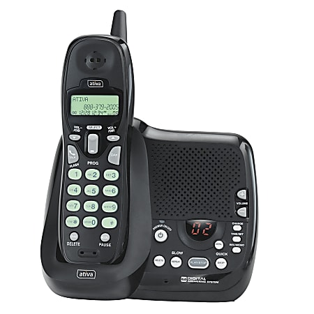 Ativa® A241 2.4GHz Cordless Phone With Digital Answering System And Caller ID/Call Waiting, Black