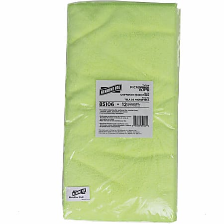 Genuine Joe General-purpose Microfiber Cloth - For General Purpose - Cloth - 16" Length x 16" Width - Durable - Yellow - 12 / Bag