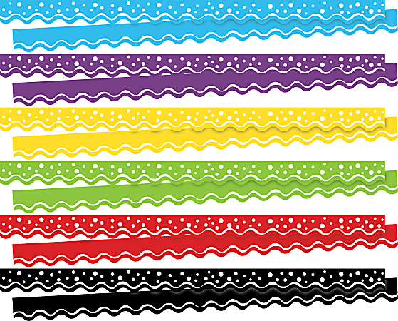 Barker Creek® Double-Sided Scalloped-Edge Border Strips, 2 1/4" x 36", Happy, 13 Strips Per Pack, Set Of 6 Packs