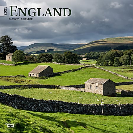 2025 BrownTrout England Monthly Plastic-Free Square Wall Calendar, 12" x 12", United Kingdom Regional, January to December 2025, 9781975476953
