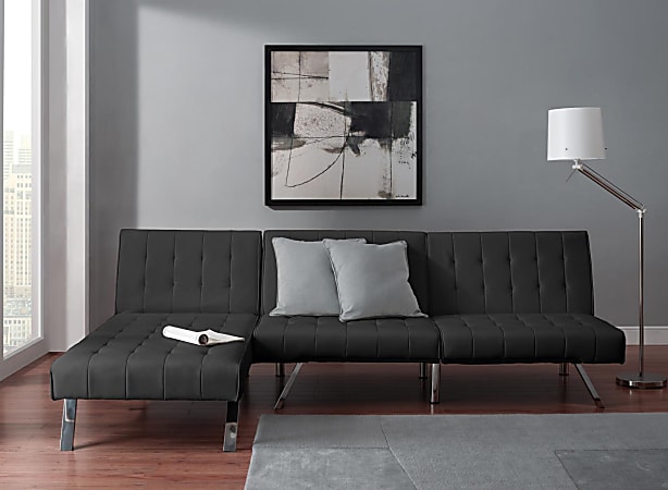 DHP Emily Bonded Leather Chaise Lounger Black Office Depot
