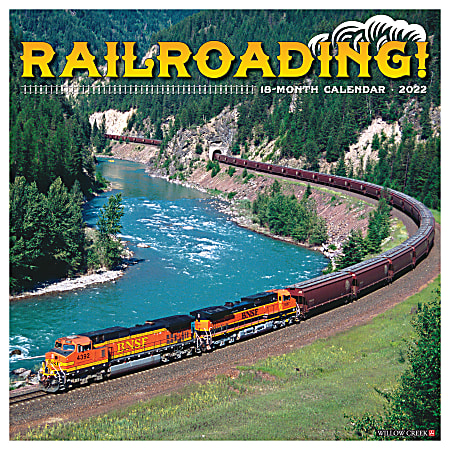Willow Creek Press Hobbies Monthly Wall Calendar, 12" x 12", Railroading, January To December 2022