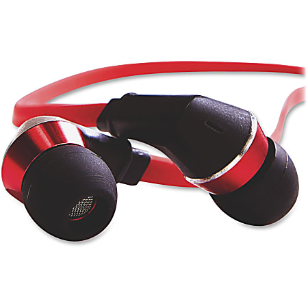 Tangle-Free Earphones - Red/Black - Stereo - Red, Black - Mini-phone - Wired - 20 Ohm - 5 Hz 22 kHz - Earbud - Binaural - In-ear - 4.30 ft Cable