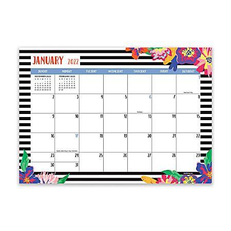 TF Publishing Medium Monthly Desk Calendar, 12" x 17", Floral, January To December 2022