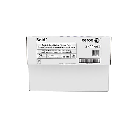 Xerox® Bold Digital™ Coated Gloss Printing Paper, 6 Reams, Letter Size, 94 (U.S.) Brightness, 100 Lb Cover (280 gsm), 250 Sheets Per Ream - 3R11462-CT