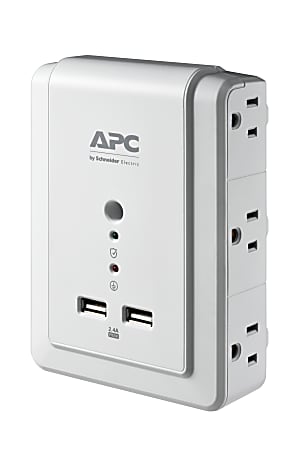 APC SurgeArrest 6-Outlet 2-USB Wall-Mounted Surge Protector,