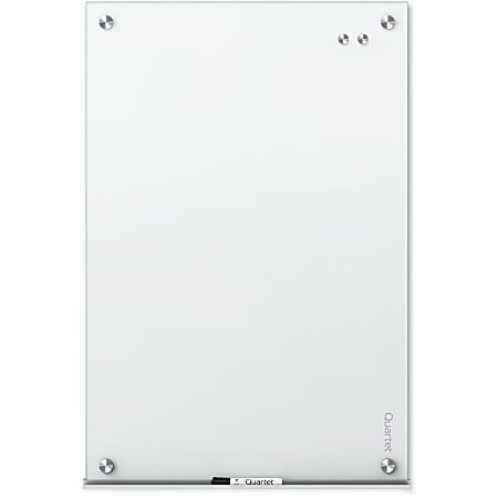 Quartet InvisaMount Magnetic Glass White Surface Frameless Marker Board, 39 x 22 inch