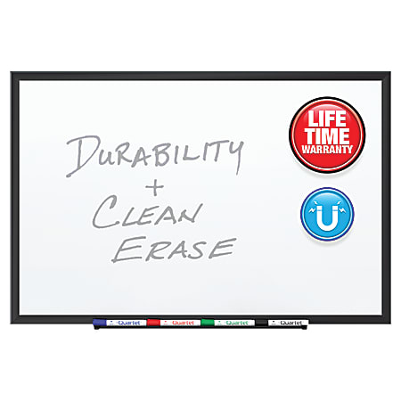 Quartet® DuraMax® Porcelain Magnetic Dry-Erase Whiteboard, 36" x 24", Aluminum Frame With Black Finish