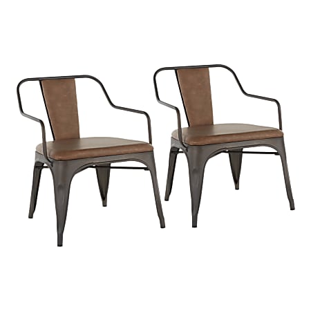 LumiSource Oregon Accent Chairs, Antique/Espresso, Set Of 2 Chairs