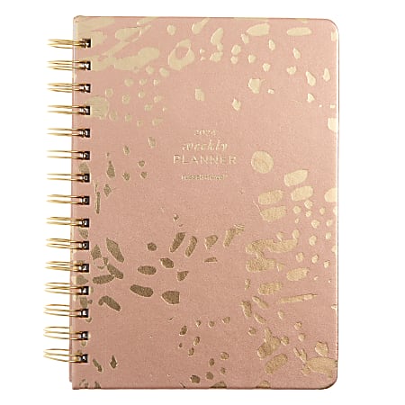 Russell & Hazel A5 Weekly/Monthly Planner, 5-7/8" x 8-1/4", Blush/Gold