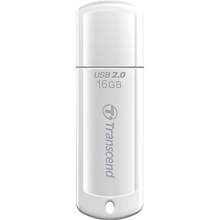 Transcend 16GB JetFlash 370 USB 2.0 Flash Drive - 16 GB - USB 2.0 - White - Lifetime Warranty