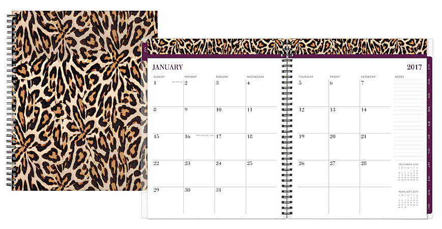 Nicole Miller Weekly/Monthly Planner, 8 1/2" x 11", 50% Recycled, Leopard, January to December 2017