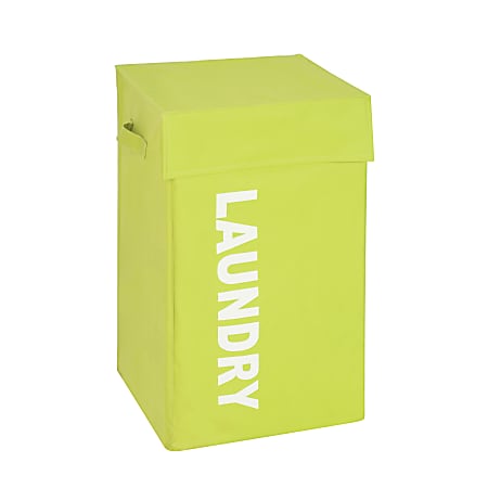 Honey-Can-Do Graphic Pop-up Square Laundry Hamper with Lid, 23 1/2"H x 14"W x 14"L, Lime Green