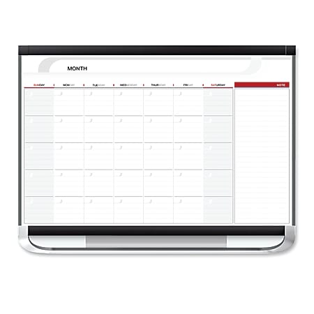 Quartet® Prestige™ 2 Total Erase® Magnetic Project Planner/Monthly Calendar Dry-Erase Whiteboard, 36" x 24", Aluminum Frame With Graphite Finish