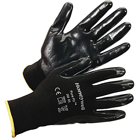 Honeywell Pure Fit Dipped General Gloves - Nitrile Coating - Large Size - Synthetic Fiber, Nylon Liner - Black - Lightweight, Cut Resistant, Abrasion Resistant, Durable, Splash Resistant, Comfortable, Breathable, Fatigue-free, Nick Resistant