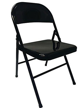Realspace® Metal Folding Chairs, Black, Set Of 4 Chairs