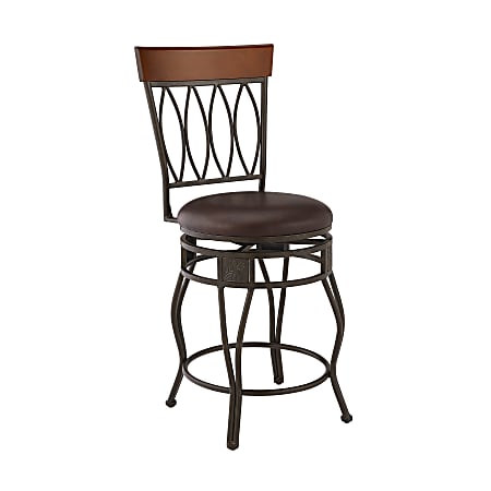 Linon Home Decor Products Holmes Counter Stool, Brown/Matte Bronze