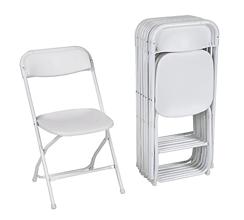 Cosco Classic Collection Resin Folding Chair, White/White, Pack Of 8