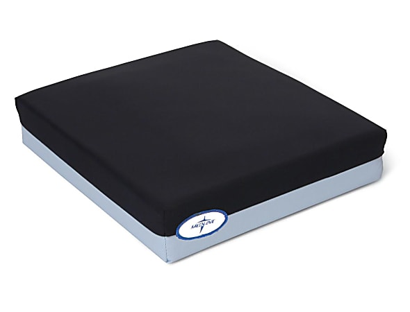 Medline Gel Foam Pressure-Redistribution Cushion, 3"H x 18"W x 18"D, Black