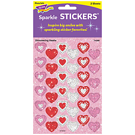 TREND Shimmering Hearts Sparkle Stickers®, 72 Per Pack, 12 Packs