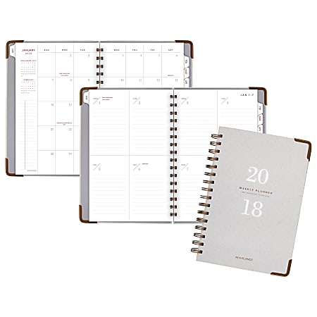 AT-A-GLANCE® Signature Collection™ 13-Month Weekly/Monthly Planner, 5 3/4" x 8 1/2", Gray, Hardcover, January 2018 to January 2019 (YP20012-18)