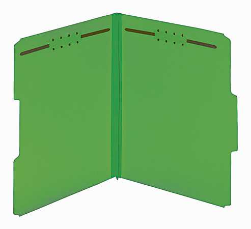 Pendaflex® Color Pressboard Tab Folders With Fasteners, Letter Size, 1/3-Cut Tabs, 60% Recycled, Dark Green, Pack Of 25 Folders