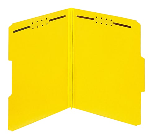 Pendaflex® Color Pressboard Tab Folders With Fasteners, Letter Size, 1/3-Cut Tabs, 60% Recycled, Yellow, Pack Of 25 Folders