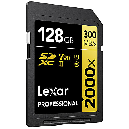 Lexar® Gold Professional 2000x Class 10/UHS-II SDHC/SDXC Memory Card, 128GB, LSD2000128G-BNNNU