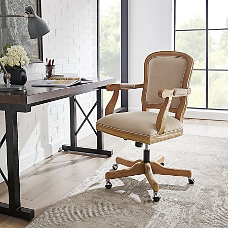 Linon Gail Fabric Mid Back Home Office Chair NaturalRustic Brown