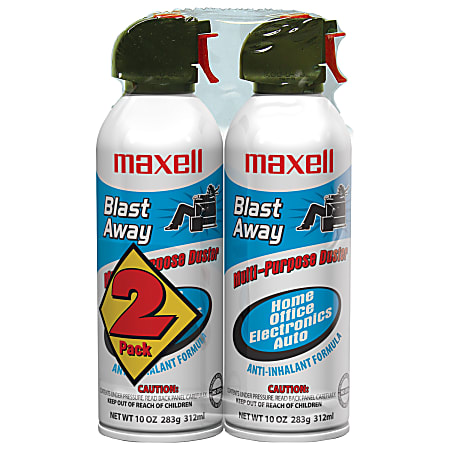 Maxell Blast Away Multi-Purpose Duster, 10 Oz, Pack Of 2 Cans