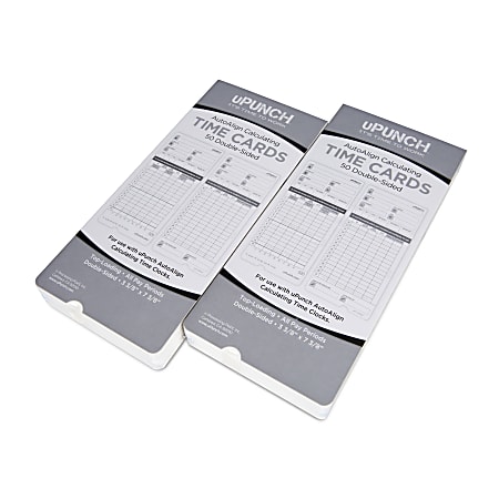 uPunch Time Cards, 2-Sided, 7.5" x 3.5", Gray, Pack Of 100, HNTCL2100-R