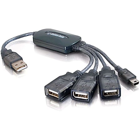 C2G 11in 4-Port USB 2.0 Hub Cable - Hub - 4 x USB 2.0 - desktop