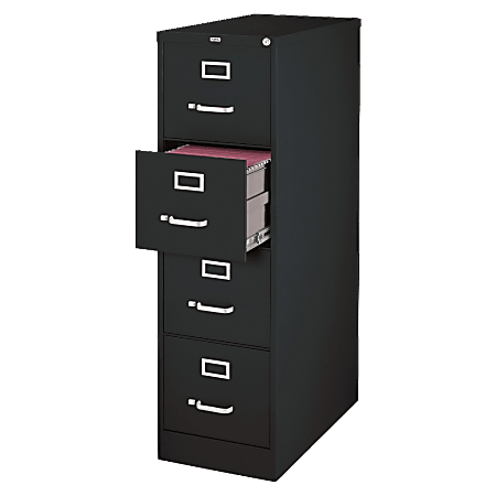 Lorell® Fortress 26-1/2"D Vertical 4-Drawer Legal-Size File Cabinet, Black