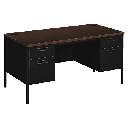 HON® Metro 60"W Classic Double-Pedestal Computer Desk, Mocha/Black
