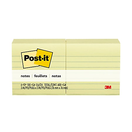 Post it Notes 6 Pads 100 Sheets 3 in x 3 in Clean Removal School ...