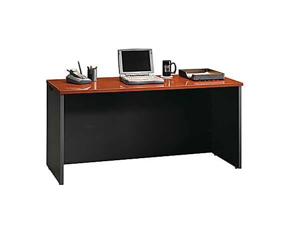 Sauder Via Metal & Wood Pencil Drawer in Classic Cherry/Black