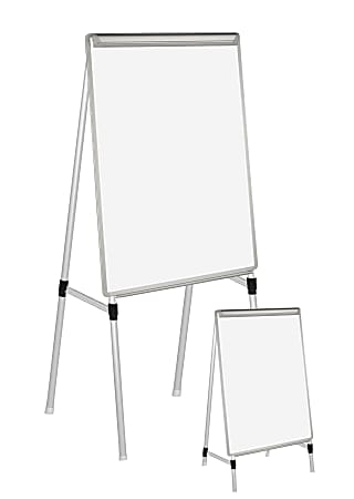 MasterVision® Easy Clean™ Quad Pod 4 Leg Non-Magnetic Dry-Erase Whiteboard Easel, 27" x 35" Steel Frame With Silver Finish