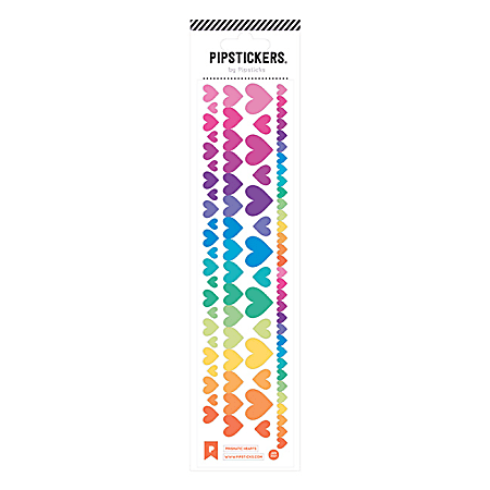 Pipsticks Decorative Stickers, 2" x 8", Prismatic Hearts