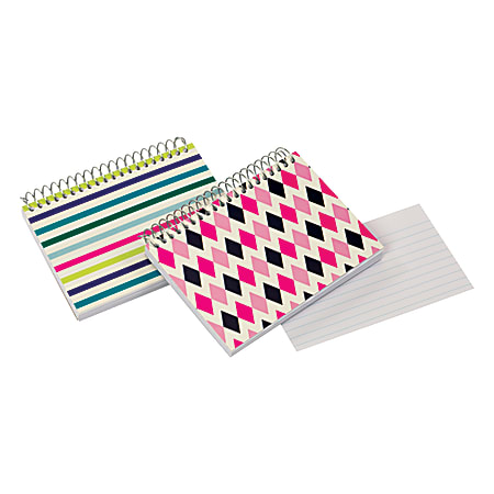 Office Depot® Brand Fashion Spiral Index Cards, Ruled, 3" x 5", Assorted Colors, Pack Of 50