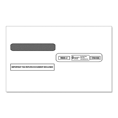ComplyRight™ Double-Window Envelopes For W-2 Forms 5205, 5205A And 5209, 4-Up Box Style, Self Seal, 5 5/8" x 9", Pack Of 200 Envelopes