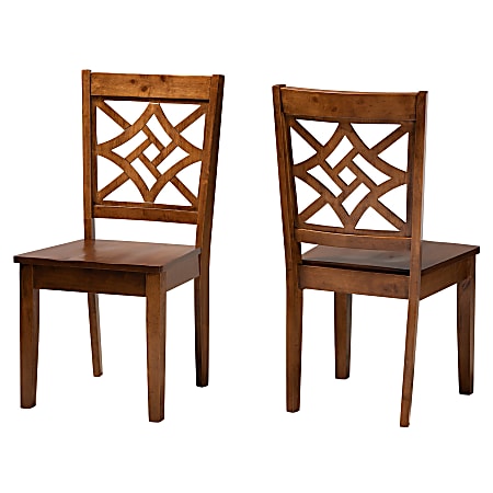 Baxton Studio Nicolette Dining Chairs, Walnut Brown, Set Of 2 Chairs