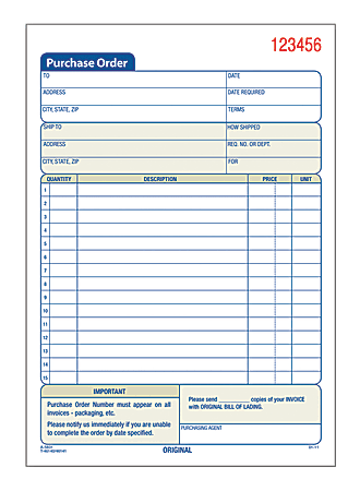 Adams® Carbonless Purchase Order Book, 5 9/16" x